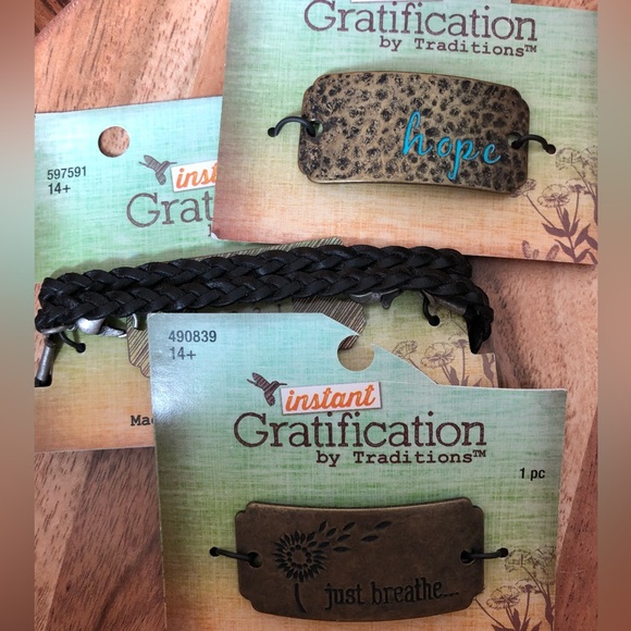 NEW Traditions Braided Leather Wraparound Bracelet Set - Picture 3 of 7